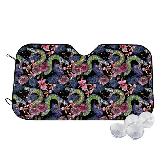 Fotbe Snake And Flower Car Windshield Sunshade | Sun Visor Protector Front Window Shade, Keeps Out UV Rays, Keeps Your Vehicle Cool-