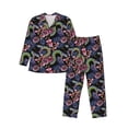 thumbnail image 1 of Fotbe Snake And Flower Pattern Long Sleeve Pajama Set for Men,Sleepwear Set,2-piece Loungewear Set,Soft PJs Comfy Nightwear with Pockets-Medium, 1 of 7