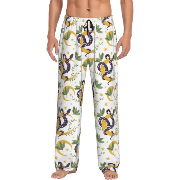 Fotbe Snake And Moon Men's Pajama Pants,Sleepwear Pants,Pj Bottoms Drawstring And Pockets-Small