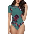 thumbnail image 1 of Fotbe Snake And Rose Women's Crew Neck Short Sleeves Bodysuit Tops Round Neck Slim Sleeveless Soft Comfortable Basic-X-Large, 1 of 9