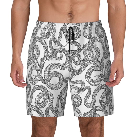 Fotbe Snake Men’s Swim Trunks Quick Dry Swim Shorts Board Shorts with Mesh Lining-X-Large