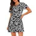 thumbnail image 1 of Fotbe Snake Pattern Women's Cotton Nightgown Sleepwear Short Sleeves Shirt Casual Print Sleepdress, 1 of 6