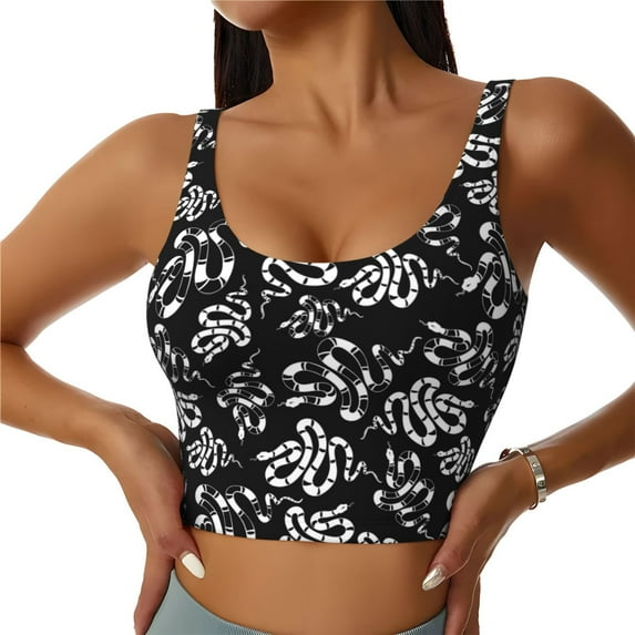 Fotbe Snake Pattern Womens' Sports Bra Longline Wirefree Padded with Medium Support Sports Moisture-Wicking Workou Vest,Tank Top-Medium