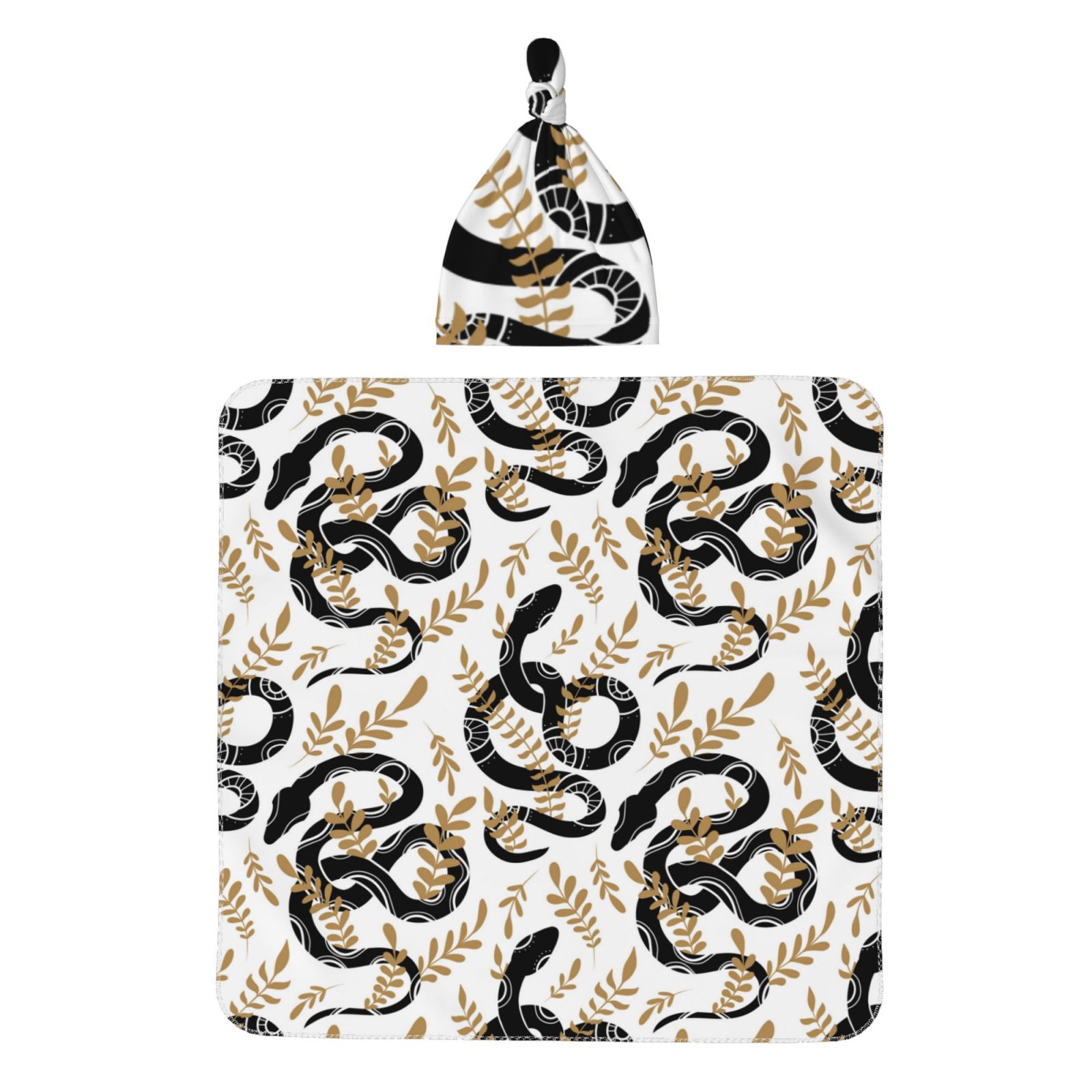 Fotbe Snake Printed Baby Swaddle Blanket and Headband Set, Newborn