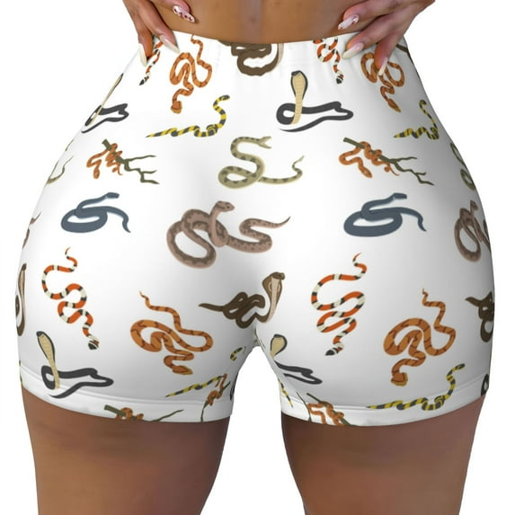 Fotbe Snake Seamless Shorts, Womens Workout Shorts High Waist Stretch Booty Short for Gym/Yoga/Running/Biking-