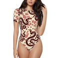thumbnail image 1 of Fotbe Snake Women's Crew Neck Short Sleeves Bodysuit Tops Round Neck Slim Sleeveless Soft Comfortable Basic-Small, 1 of 9