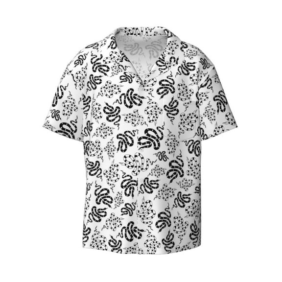 Fotbe Snake print Short Sleeve Button Down Shirts for Men Casual Summer Beach Wrinkle Free Shirt-Medium
