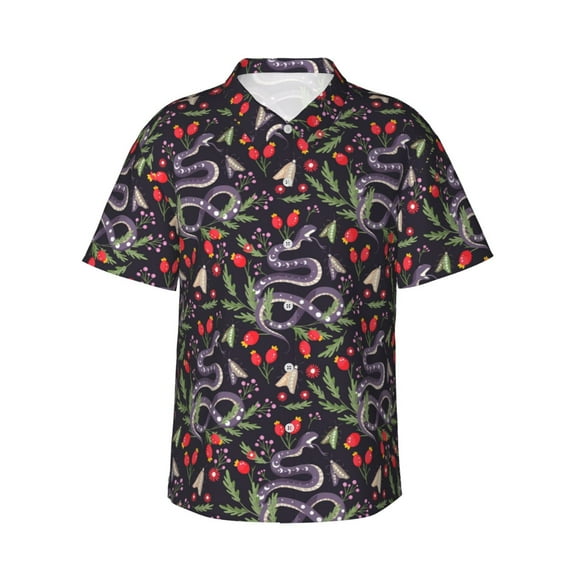 Fotbe Snakes And Snake Fruit Hawaiian Shirt for Men Unisex Summer Beach Casual Short Sleeve Cotton Linen Button Down Shirts-3X-Large