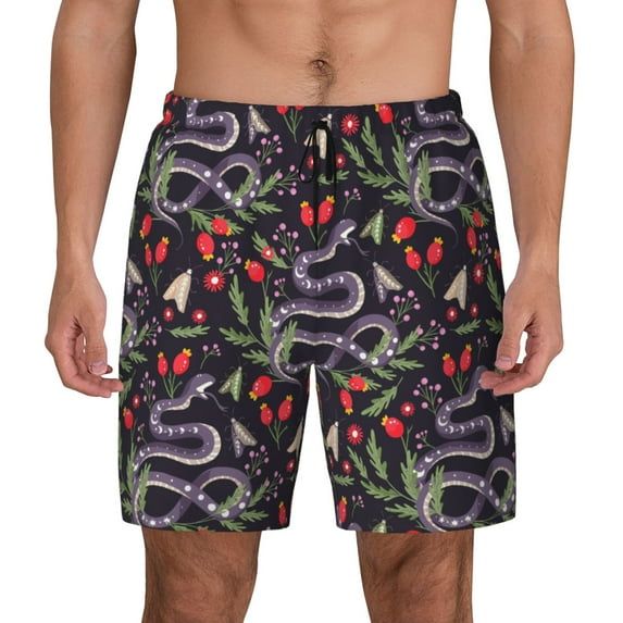 Fotbe Snakes And Snake Fruit Men’s Swim Trunks Quick Dry Swim Shorts Board Shorts with Mesh Lining-3X-Large
