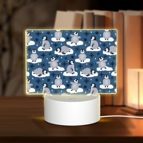 Fotbe Snow Penguin Pattern Acrylic Night Light Gift with 3 Color ModesTouch-Sensitive LED Lamp Perfect Gift for Mother's Day, Birthday, or Christmas