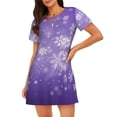 thumbnail image 1 of Fotbe Snowfall Sky White Purple Pattern Women's Cotton Nightgown Sleepwear Short Sleeves Shirt Casual Print Sleepdress, 1 of 6