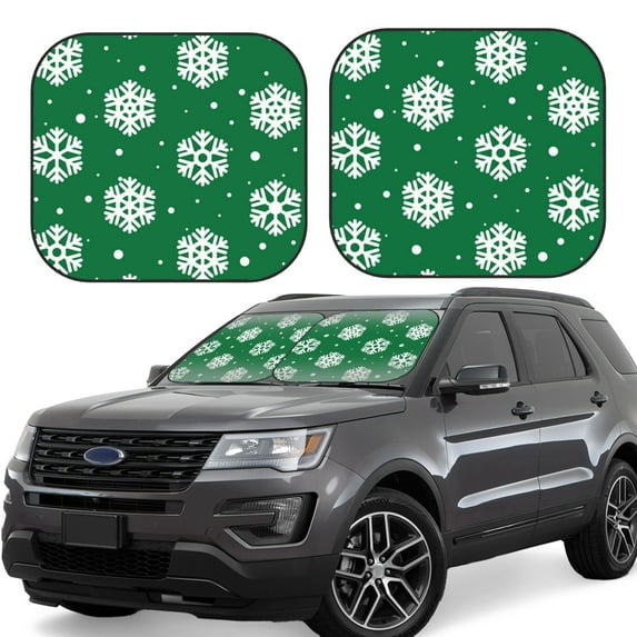Fotbe Snowflake 2-Piece Car Windshield Sun Shade | Sun Blocker for Car Windshield | Foldable Automotive Interior Accessories for Sun Protection-Large