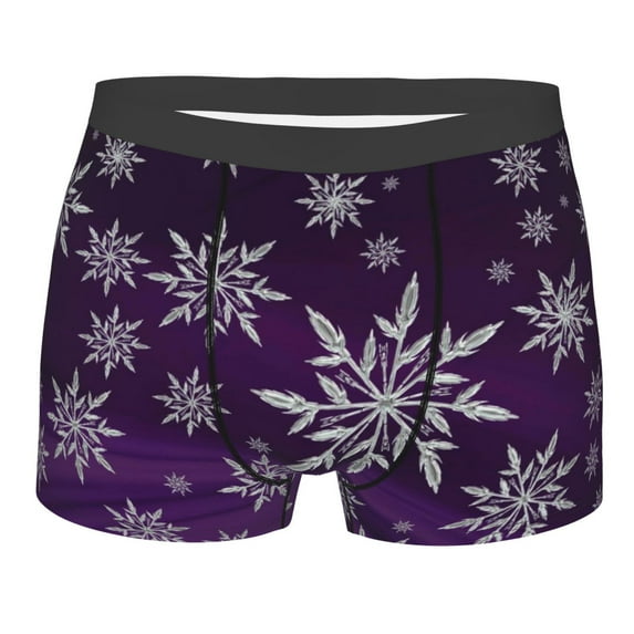 Fotbe Snowflake Gradient Purple Men’s Total Support Pouch Boxer Briefs, X-Temp Cooling, Moisture-Wicking Underwear, Regular, Long-leg and Trunk-Large