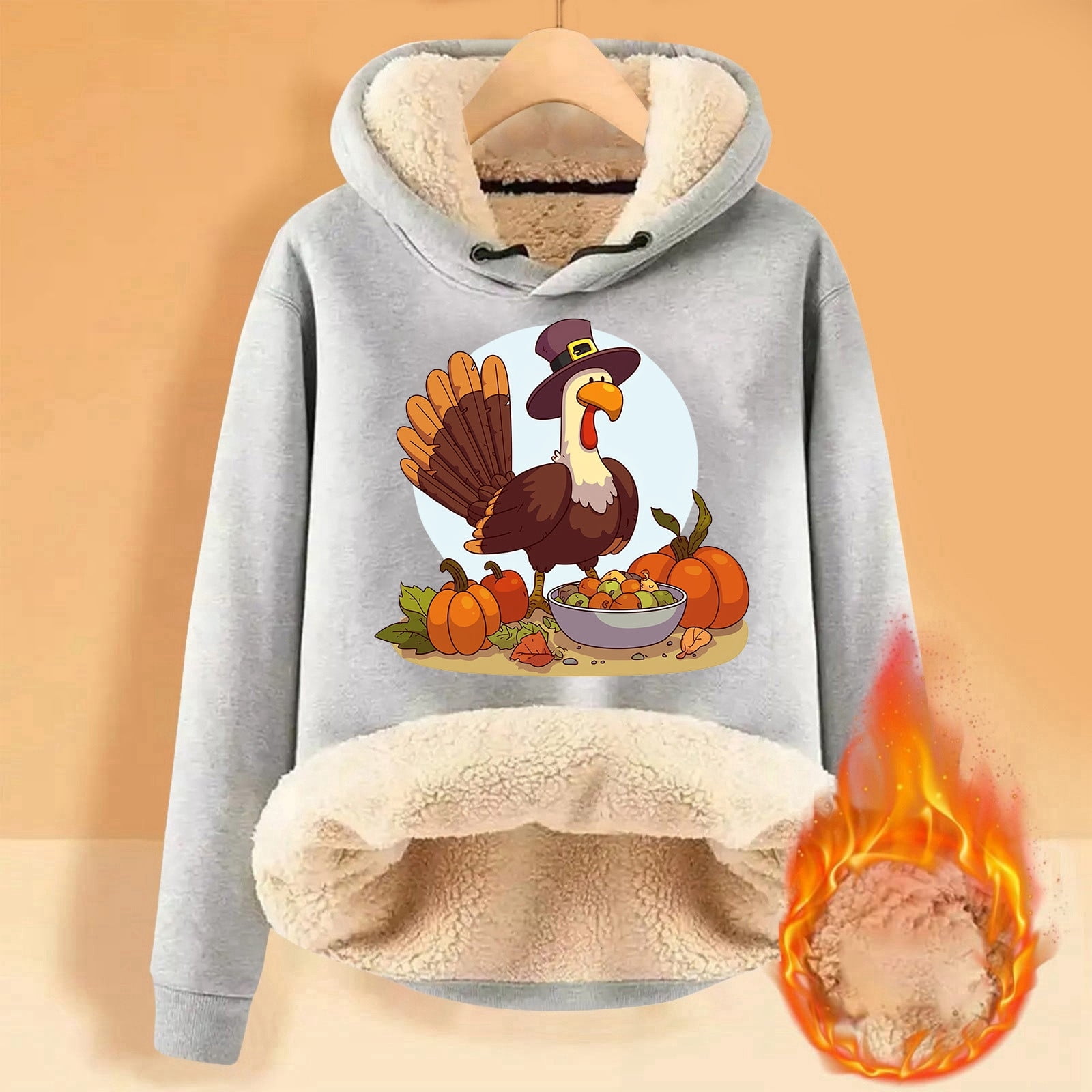Women's Thanksgiving Turkey Cartoon Print Hoodie Long Sweatshirt with Pocket Clothes Women Womens Hoodie Full Zip Sweatshirts Baggy Long Jacket Tunic Long Loose Sweatshirts Women Tan Sweatshirt Women