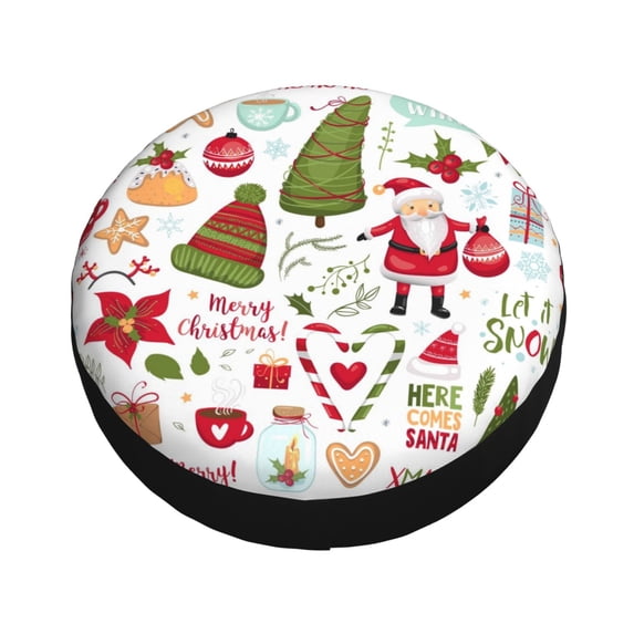 Fotbe Snowflakes Santa Claus Spare Tire Cover Thickening Universal Fit for Jeep, Trailer, RV, SUV, Truck, Tough Tire Wheel Soft Cover-17 inch
