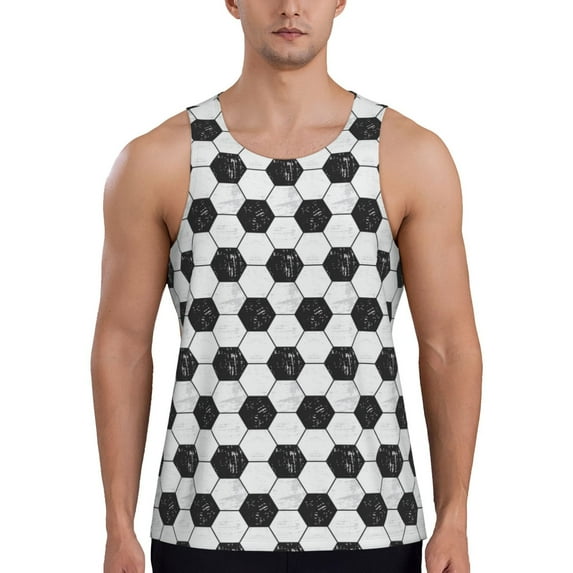 Fotbe Soccer Pattern Men's Quick Dry Workout Tank Top Gym Muscle Tee Fitness Bodybuilding Sleeveless T Shirt Breathable Workout Shirt-XX-Large