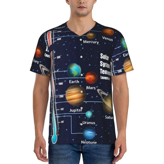 Fotbe Solar System Baseball Jersey Shirt for Men and Women, Casual Short Sleeves Button Down T-Shirt-4X-Large