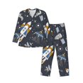 thumbnail image 1 of Fotbe Space Cars Pattern Long Sleeve Pajama Set for Men,Sleepwear Set,2-piece Loungewear Set,Soft PJs Comfy Nightwear with Pockets-Small, 1 of 7