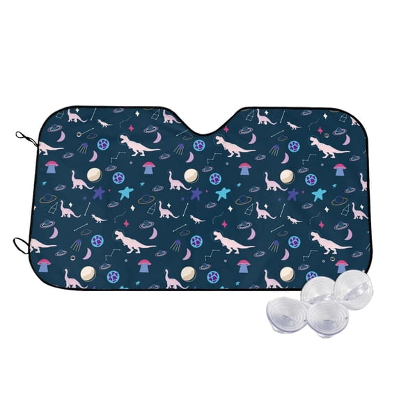 Fotbe Space Dinosaur Car Windshield Sunshade | Sun Visor Protector Front Window Shade, Keeps Out UV Rays, Keeps Your Vehicle Cool-Medium