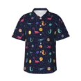 thumbnail image 1 of Fotbe Space Dinosaur Hawaiian Shirt for Men Unisex Summer Beach Casual Short Sleeve Cotton Linen Button Down Shirts-Medium, 1 of 9