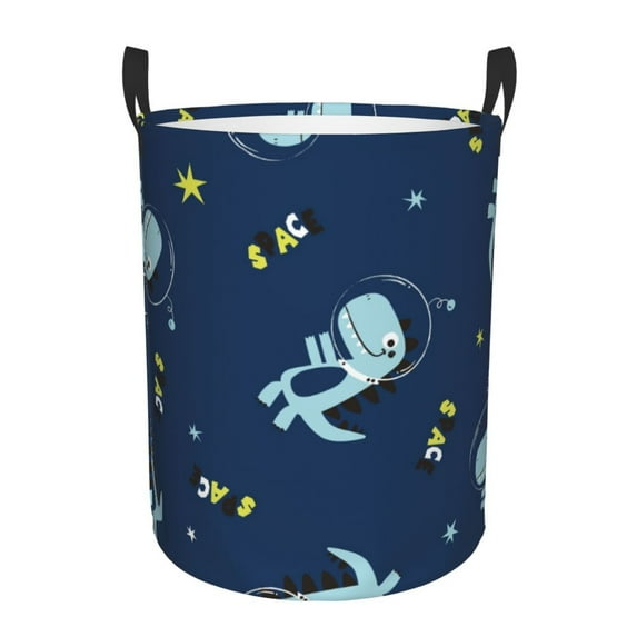 Fotbe Space Dinosaur Laundry Basket with Handles, Waterproof Large Laundry Hamper, Wash Bag for Corner Dorm, Rolling Laundry Basket with Handles-Small