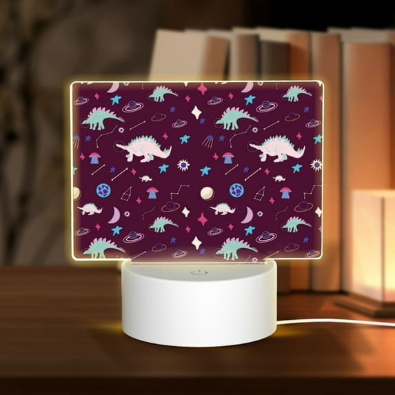 Fotbe Space Dinosaur Pattern Acrylic Night Light Gift with 3 Color ModesTouch-Sensitive LED Lamp Perfect Gift for Mother's Day, Birthday, or Christmas