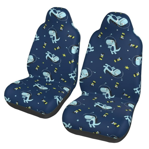 Fotbe Space Dinosaur Pattern Automotive Seat Covers for Cars Trucks and SUVs – Car Seat Covers for Front Seats,Protective Seat Covers,Vehicle Seat Covers, Set of 2