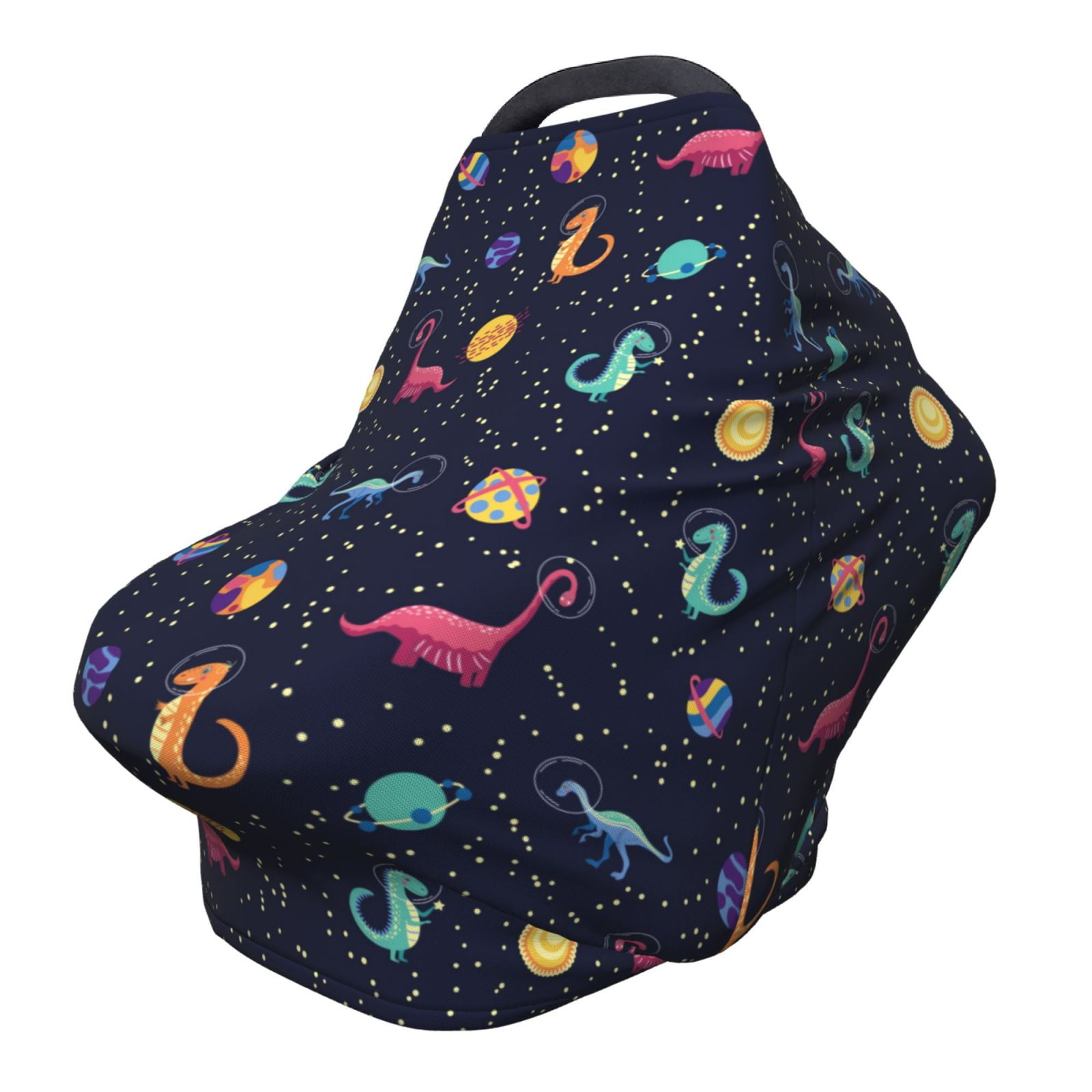 Fotbe Space Dinosaur Pattern Car Seat Covers for Babies, Nursing Breastfeeding Cover Infant Carseat Canopy, Soft Stretchy Carrier Cover