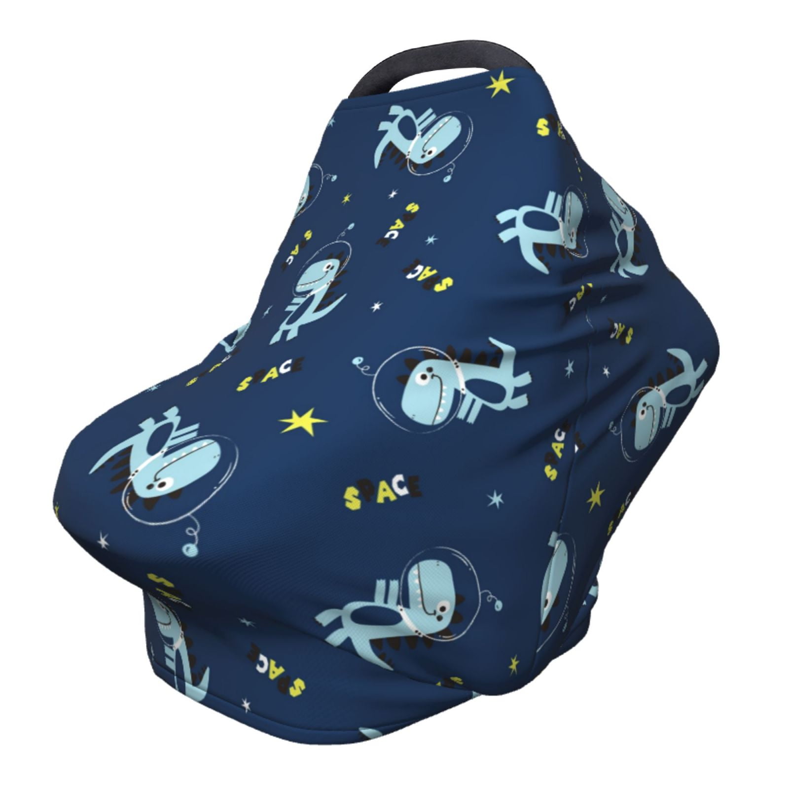 Fotbe Space Dinosaur Pattern Car Seat Covers for Babies, Nursing Breastfeeding Cover Infant Carseat Canopy, Soft Stretchy Carrier Cover