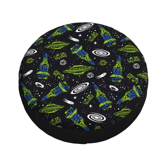 Fotbe Space Rockets Spare Tire Cover Thickening Universal Fit for Jeep, Trailer, RV, SUV, Truck, Tough Tire Wheel Soft Cover-14 inch