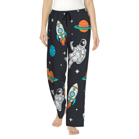 Fotbe Space Women's Pajama Pants,Sleepwear Pants,Pj Bottoms Drawstring And Pockets-X-Large