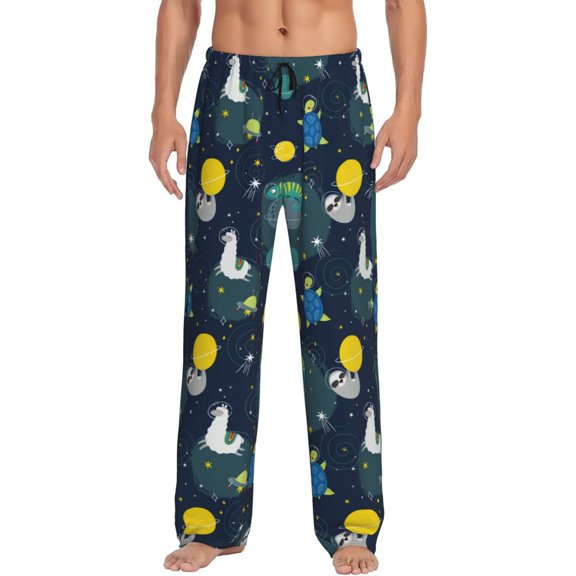Fotbe Space and Animals Men's Pajama Pants,Sleepwear Pants,Pj Bottoms Drawstring And Pockets-Small