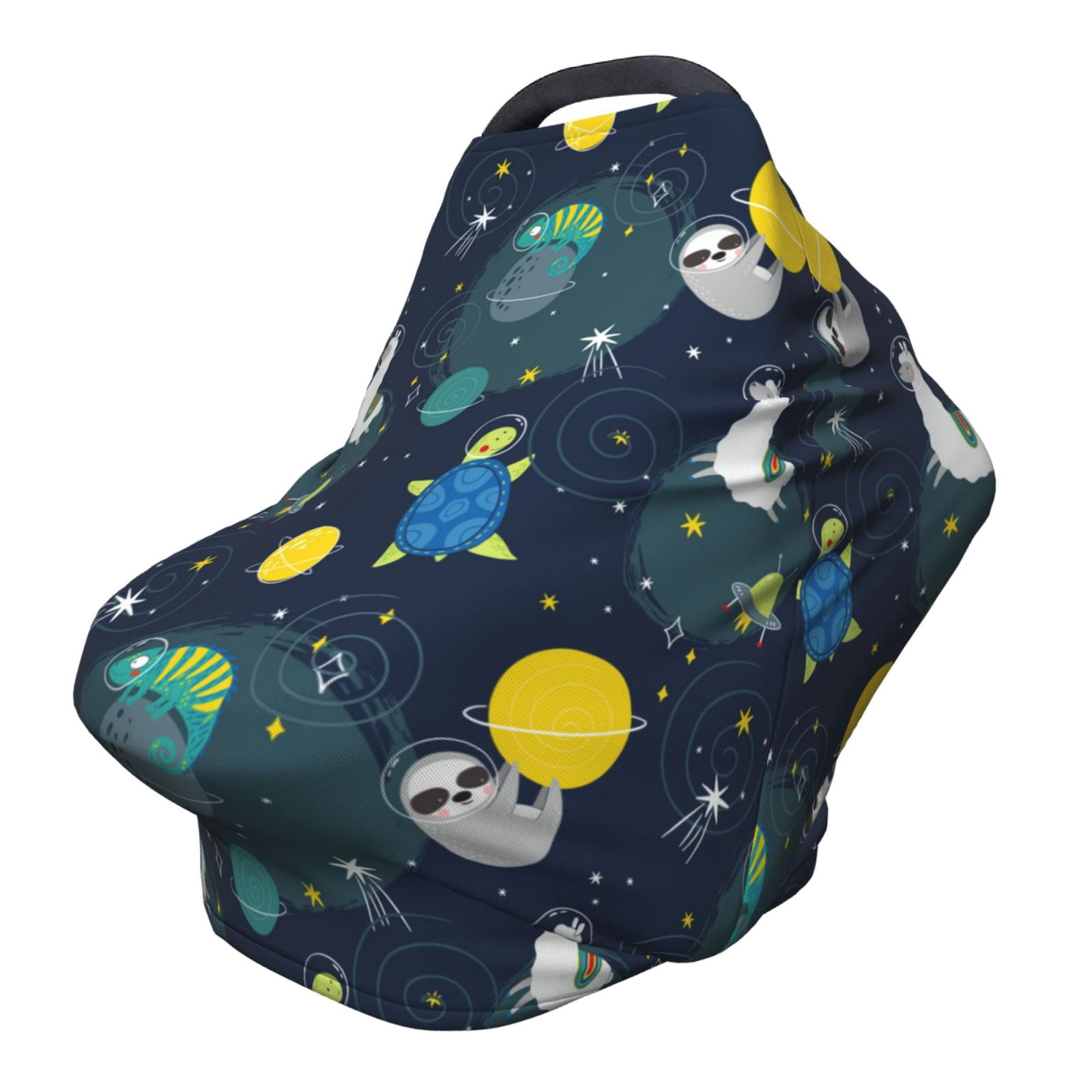 Fotbe Space and Animals Pattern Car Seat Covers for Babies, Nursing Breastfeeding Cover Infant Carseat Canopy, Soft Stretchy Carrier Cover