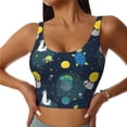 thumbnail image 1 of Fotbe Space and Animals Pattern Womens' Sports Bra Longline Wirefree Padded with Medium Support Sports Moisture-Wicking Workou Vest,Tank Top-XX-Large, 1 of 7