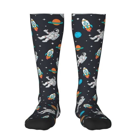 Fotbe Space print Women's Men's Novelty Crew Socks Cotton Socks Knee High Socks for Walking,Running,Nurses,Pregnancy