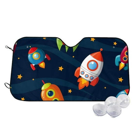 Fotbe Spaceships and Stars Car Windshield Sunshade | Sun Visor Protector Front Window Shade, Keeps Out UV Rays, Keeps Your Vehicle Cool-