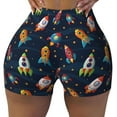 thumbnail image 1 of Fotbe Spaceships and Stars Seamless Shorts, Womens Workout Shorts High Waist Stretch Booty Short for Gym/Yoga/Running/Biking-Small, 1 of 9