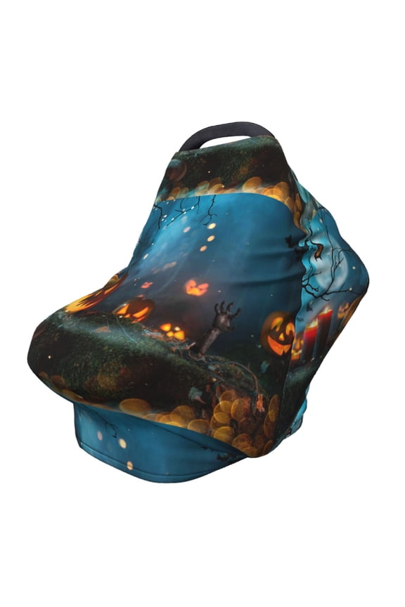 Spooky Halloween Pattern Car Seat Covers for Babies, Nursing Breastfeeding Cover Carseat Canopy, Soft Stretchy Carrier Cover