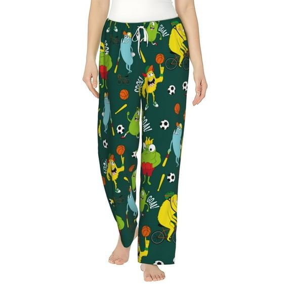 Fotbe Sport Monster Women's Pajama Pants,Sleepwear Pants,Pj Bottoms Drawstring And Pockets-Large
