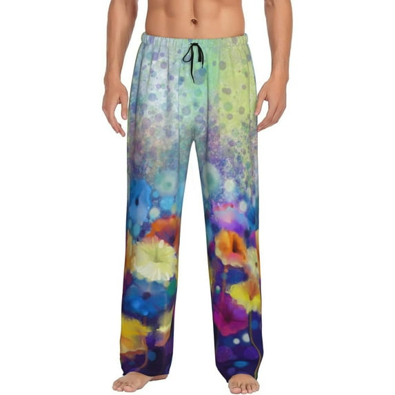 Fotbe Spring Flower Seasonal Men's Pajama Pants,Sleepwear Pants,Pj Bottoms Drawstring And Pockets-Medium
