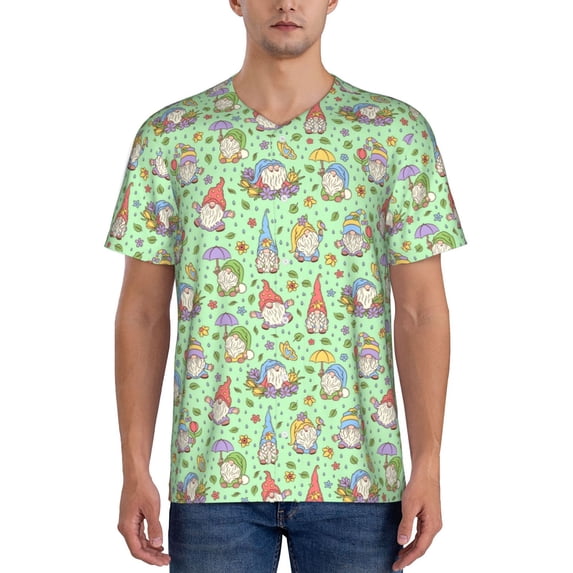 Fotbe Spring Gnomes Baseball Jersey Shirt for Men and Women, Casual Short Sleeves Button Down T-Shirt-Medium