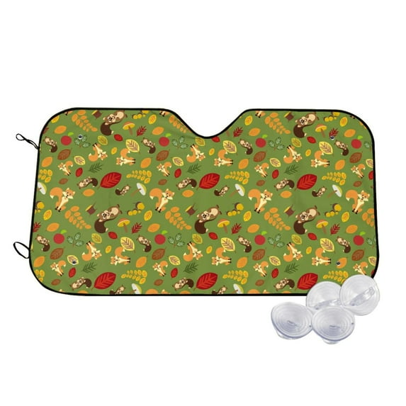 Fotbe Squirrel And Fox In The Forest Car Windshield Sunshade | Sun Visor Protector Front Window Shade, Keeps Out UV Rays, Keeps Your Vehicle Cool-