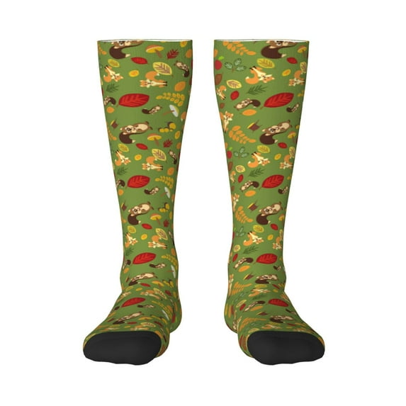 Fotbe Squirrel And Fox In The Forest print Women's Men's Novelty Crew Socks Cotton Socks Knee High Socks for Walking,Running,Nurses,Pregnancy