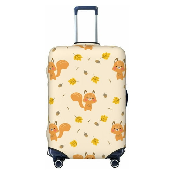 Fotbe Squirrel And Leaves Luggage Cover Protector,Suitcase Protector,Scratch and Dirt Resistant,Fits 18-32 Inch Luggage-Medium