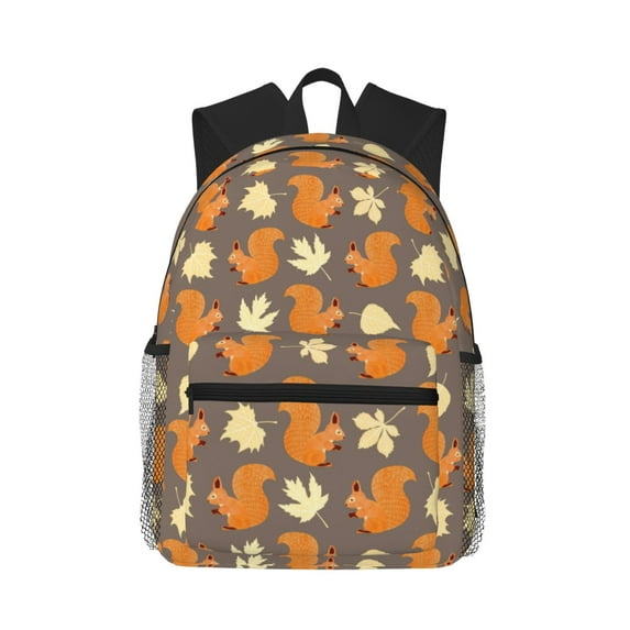 Fotbe Squirrel And Maple Leaves Lightweight Casual Laptop Backpack for Men and Women, Daily use Waterproof backpack, Backpack for College