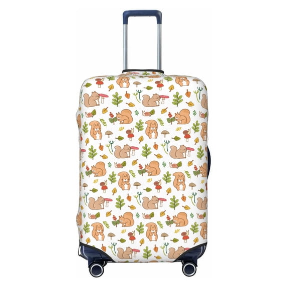 Fotbe Squirrel And Mushroom Luggage Cover Protector,Suitcase Protector,Scratch and Dirt Resistant,Fits 18-32 Inch Luggage(without luggage)-