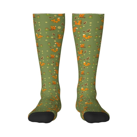 Fotbe Squirrel And Nuts print Women's Men's Novelty Crew Socks Cotton Socks Knee High Socks for Walking,Running,Nurses,Pregnancy