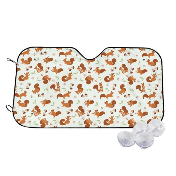 Fotbe Squirrel Playing Car Windshield Sunshade | Sun Visor Protector Front Window Shade, Keeps Out UV Rays, Keeps Your Vehicle Cool-Small