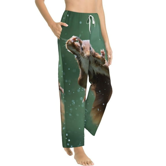 Fotbe Squirrel Women's Pajama Pants,Sleepwear Pants,Pj Bottoms Drawstring And Pockets-Medium