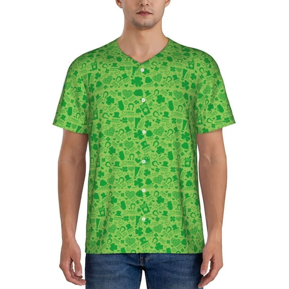 Fotbe St Patrick's Day Baseball Jersey Shirt for Men and Women, Casual Short Sleeves Button Down T-Shirt-3X-Large